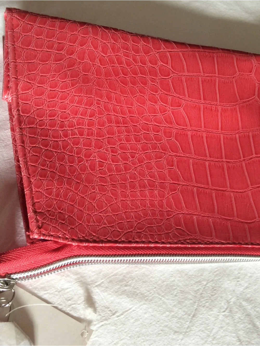Women's Croc-Embossed Pink Zip Pouch- Nordstrom - NWT